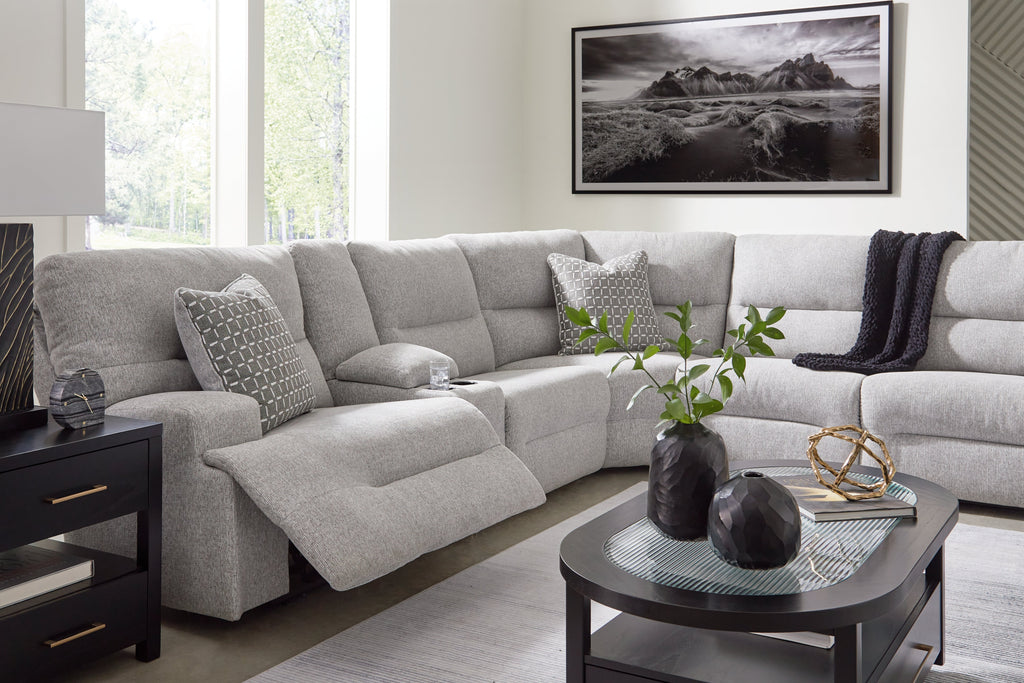 Acklen Place 7 Pc Power Sectional Reclining Sofa, Pewter