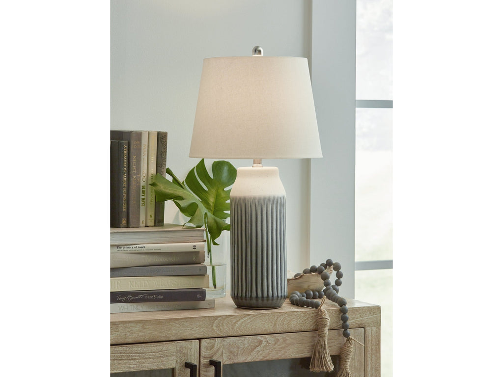 Afener Blue/Beige Table Lamp (Set of 2)