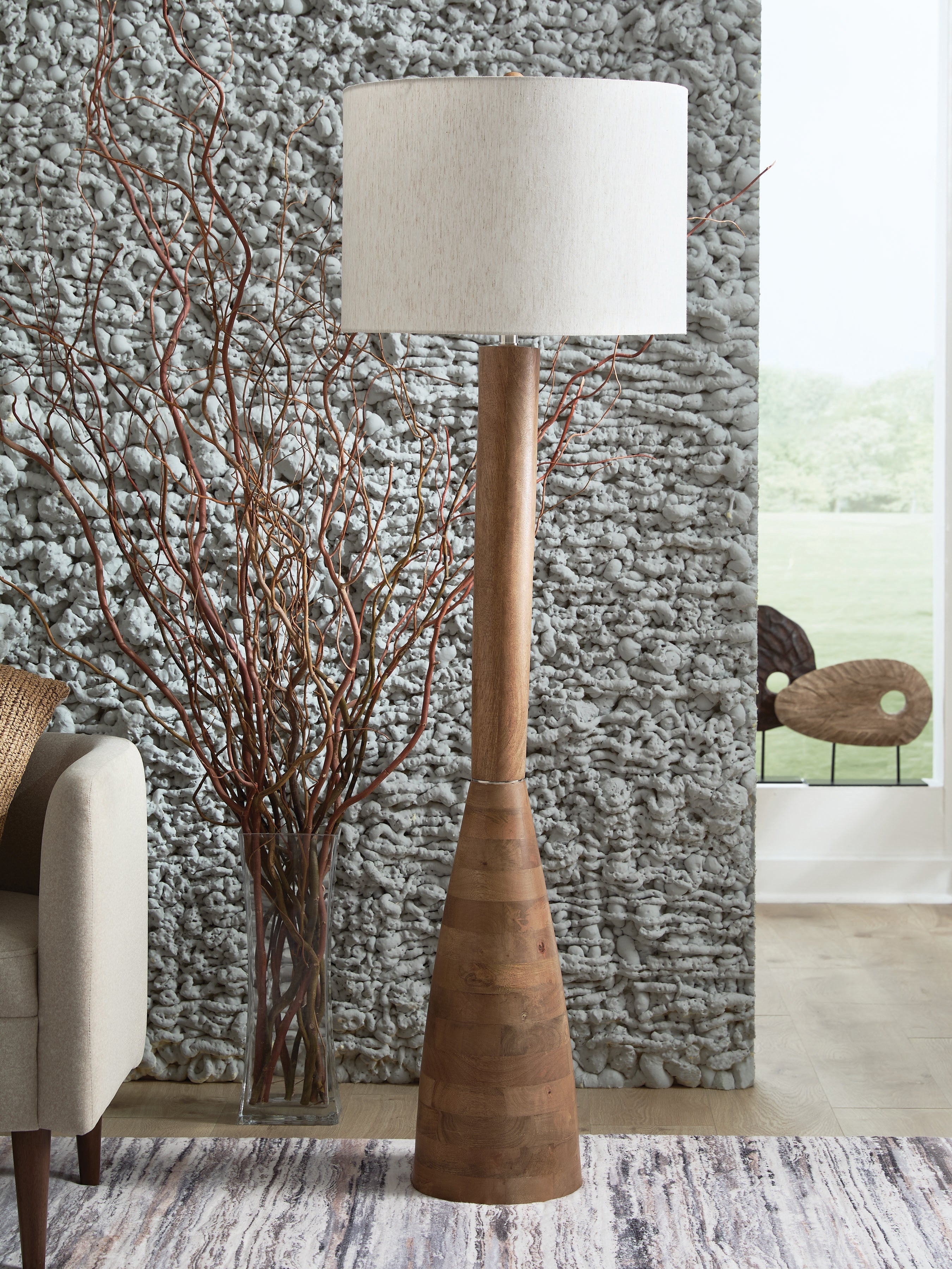 Ailsa Natural Brown Wood Floor Lamp (1/CN)
