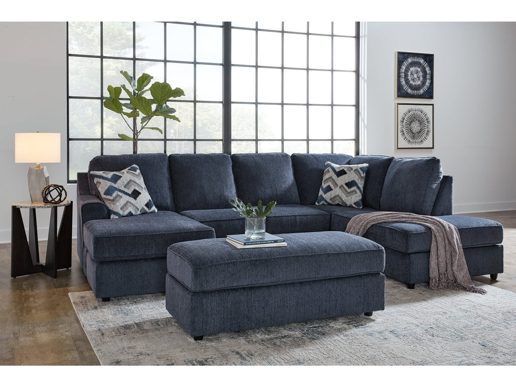 Albar Place Cobalt 2-Piece Sectional & Ottoman