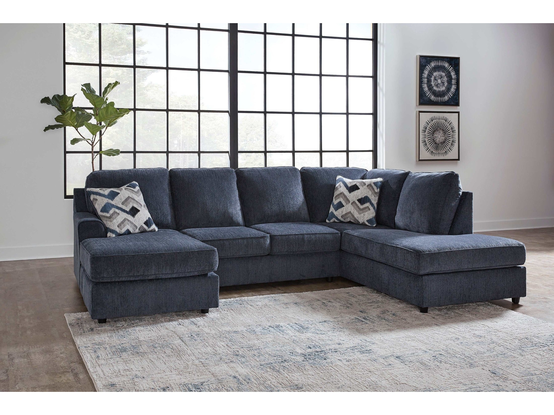 Albar Place Cobalt 2pc Sectional w/ RAF Corner Chaise