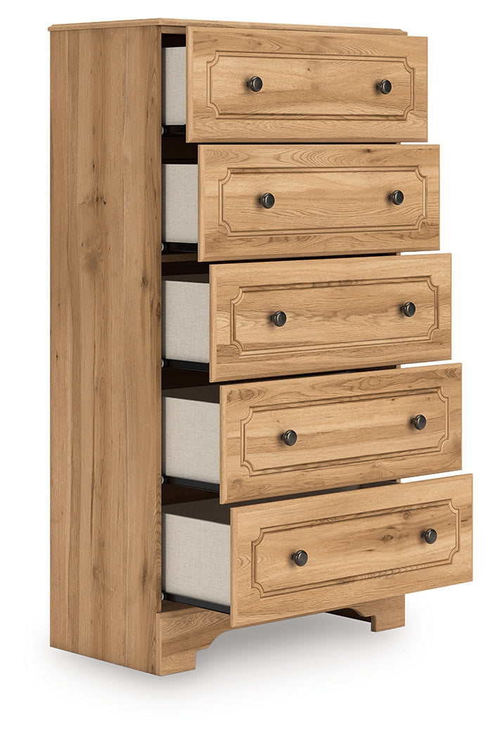 Aleaport Warm Brown Five Drawer Chest