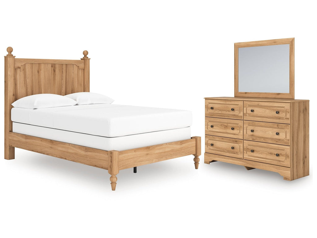 Aleaport Warm Brown Full Panel Bed, Dresser and Mirror