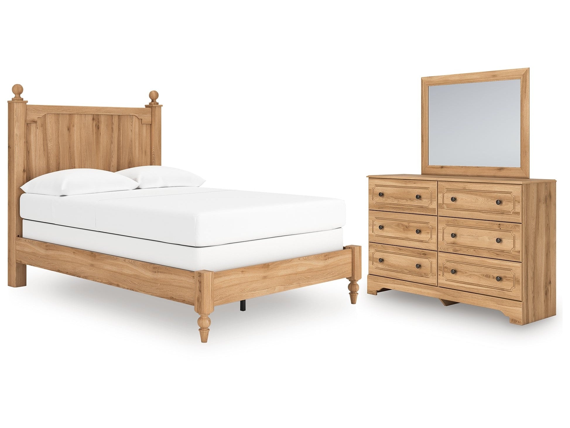 Aleaport Warm Brown Full Panel Bed, Dresser and Mirror