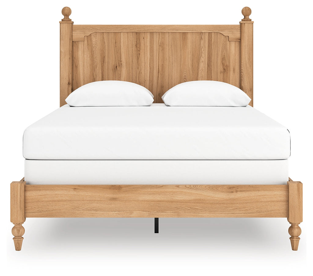 Aleaport Warm Queen Panel Bed, Dresser, Mirror and Nightstand, Brown