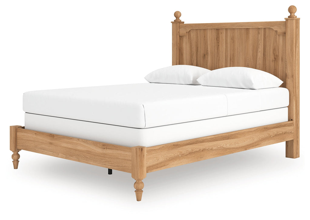 Aleaport Warm Queen Panel Bed, Dresser, Mirror and Nightstand, Brown