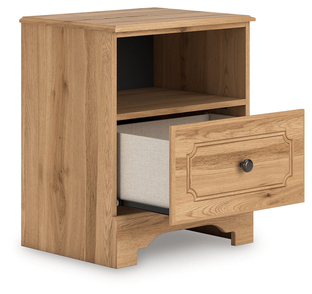Aleaport Warm Queen Panel Bed, Dresser, Mirror and Nightstand, Brown