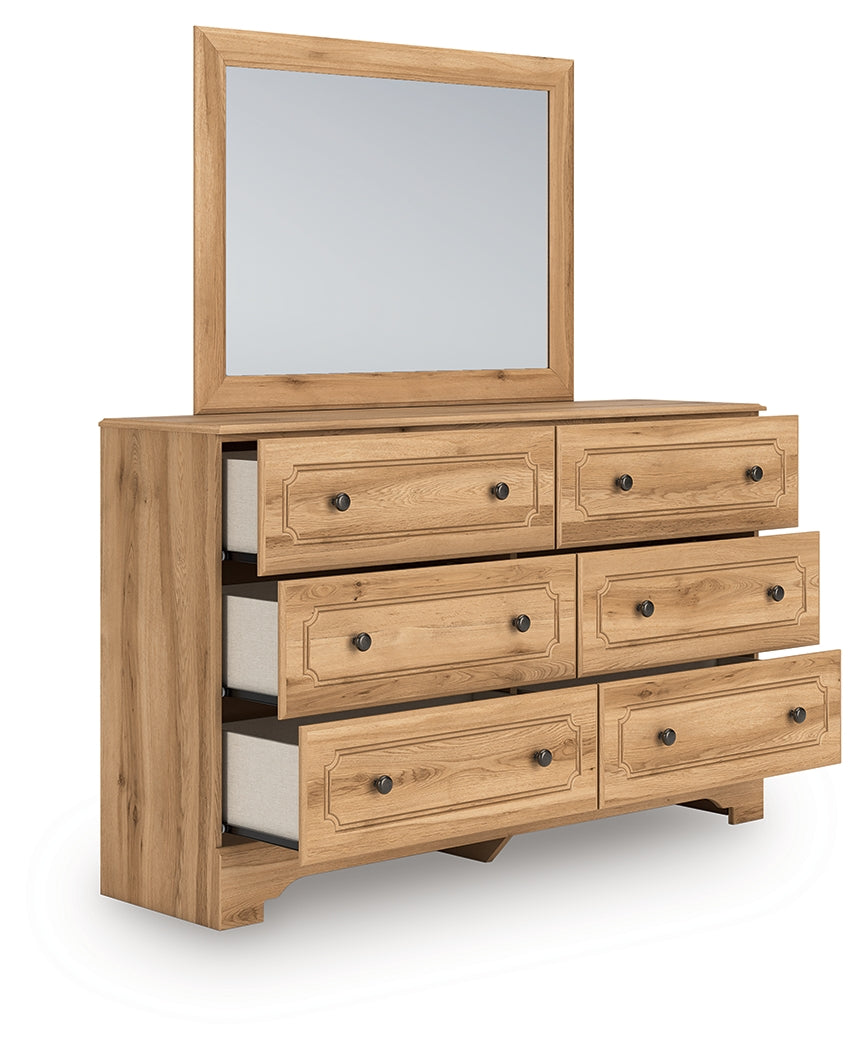 Aleaport Warm Brown Twin Panel Bed, Dresser and Mirror