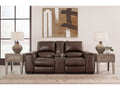 Alessandro Walnut Power Leather-match Reclining Loveseat w/ Console