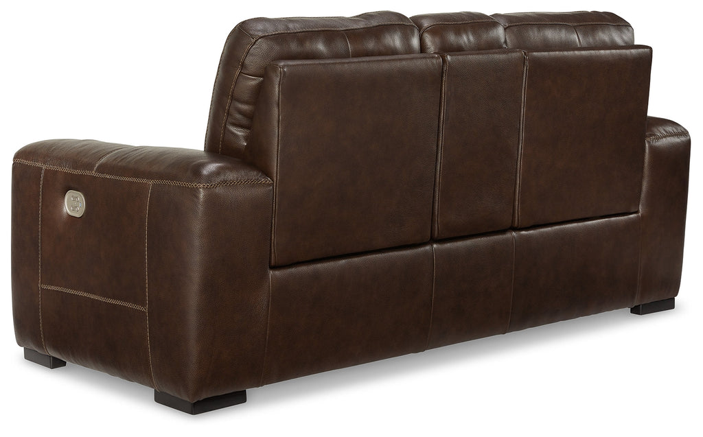 Alessandro Walnut Power Leather-match Reclining Loveseat w/ Console