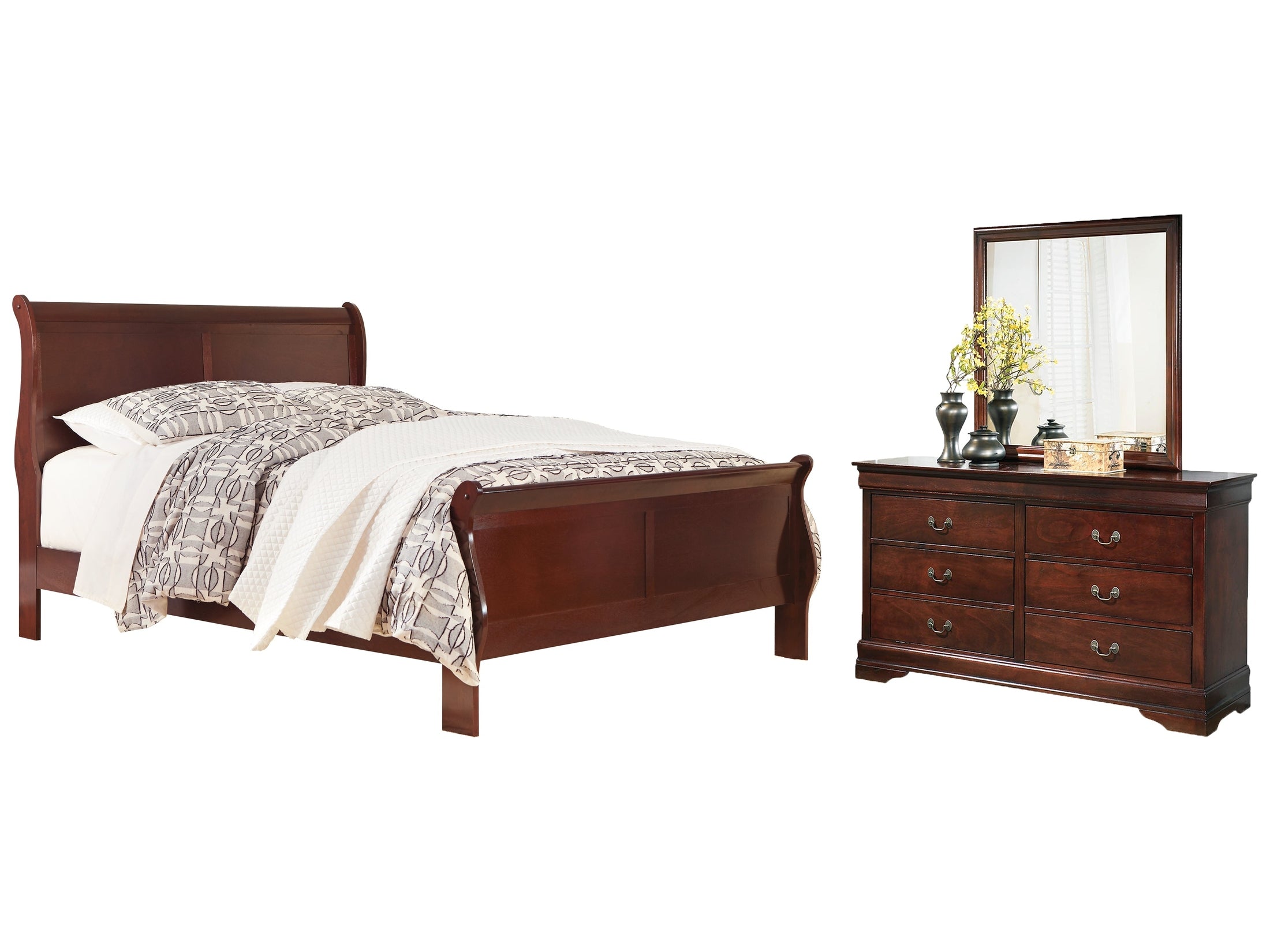 Alisdair California King Sleigh Bedroom Set with Dresser and Mirror