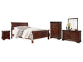 Alisdair Reddish California King Sleigh Bed, Dresser, Mirror, Chest and Nightstand, Brown
