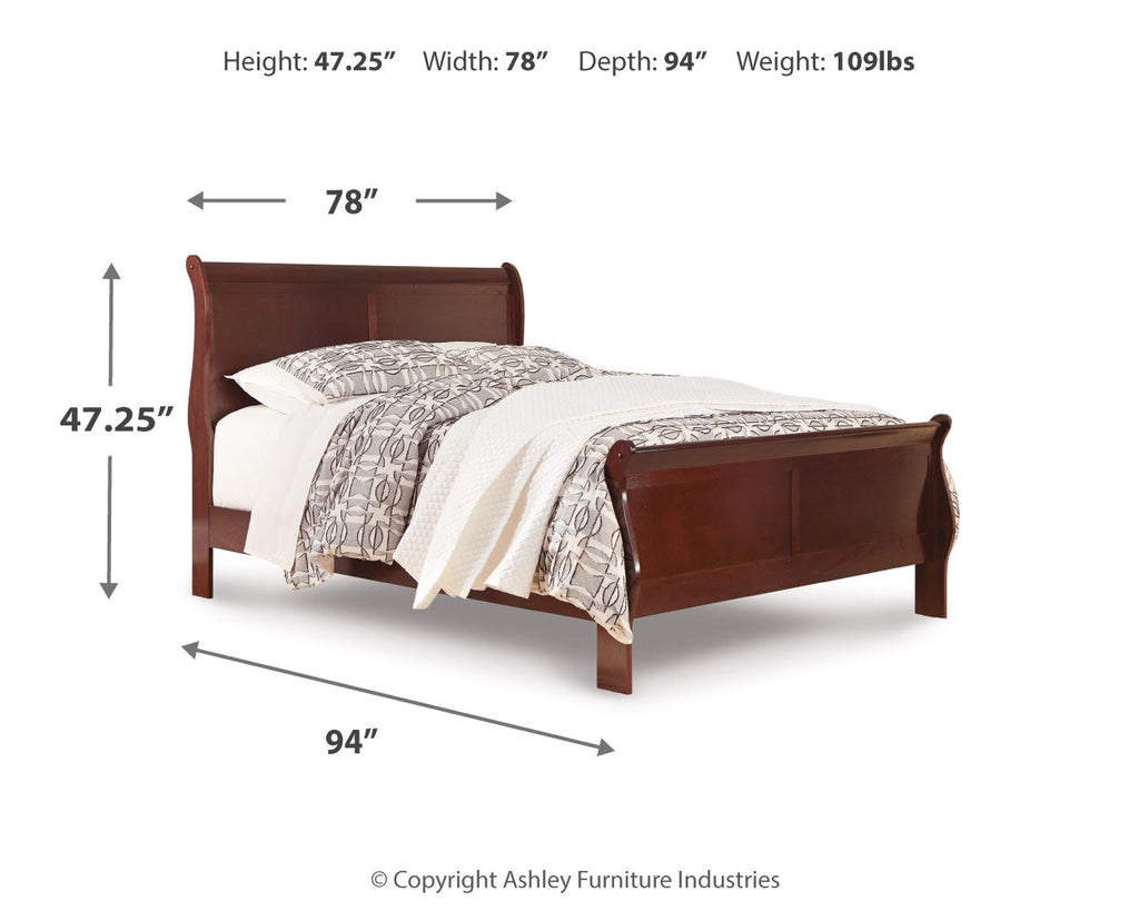 Alisdair Reddish California King Sleigh Bed, Dresser, Mirror, Chest and Nightstand, Brown