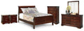Alisdair Reddish Full Sleigh Bed, Dresser, Mirror, Chest and 2 Nightstands, Brown