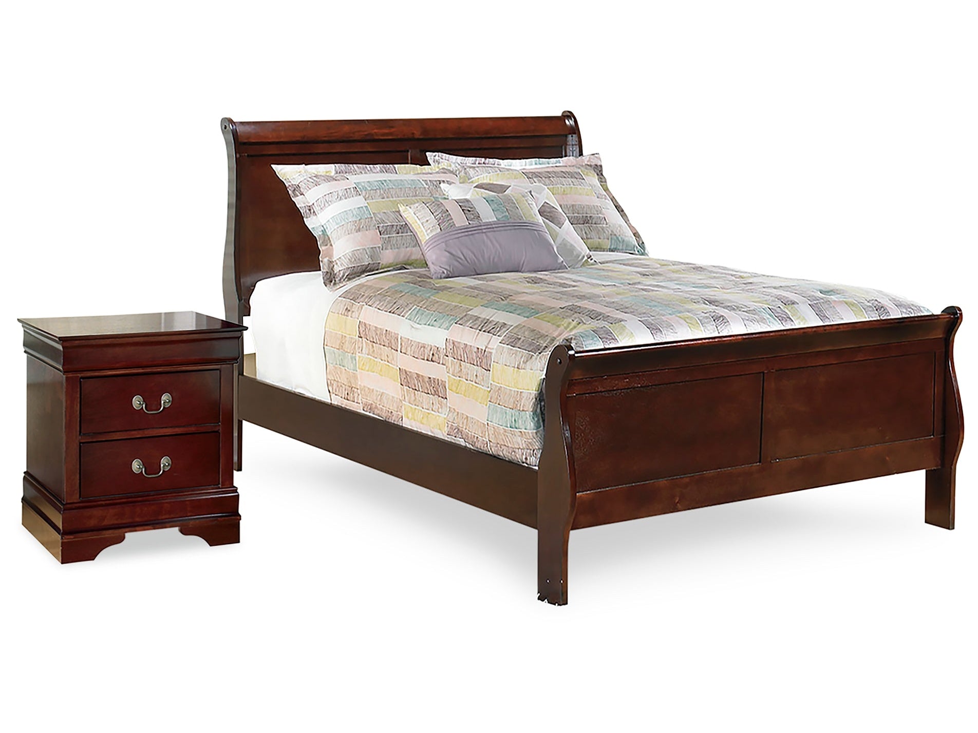 Alisdair Reddish Brown Full Sleigh Bedroom Set with Nightstand