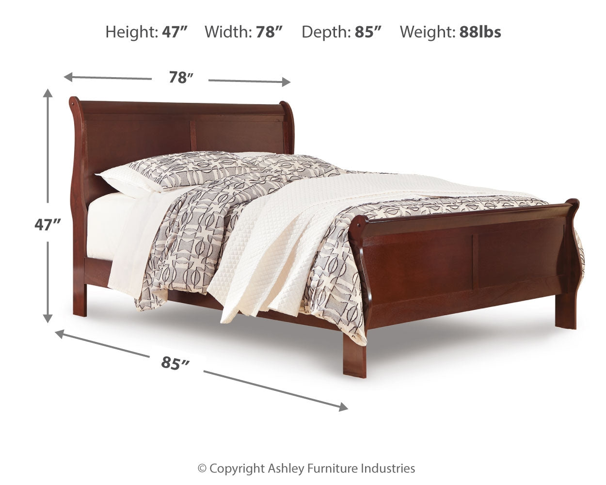Alisdair Reddish Brown King Sleigh Bed