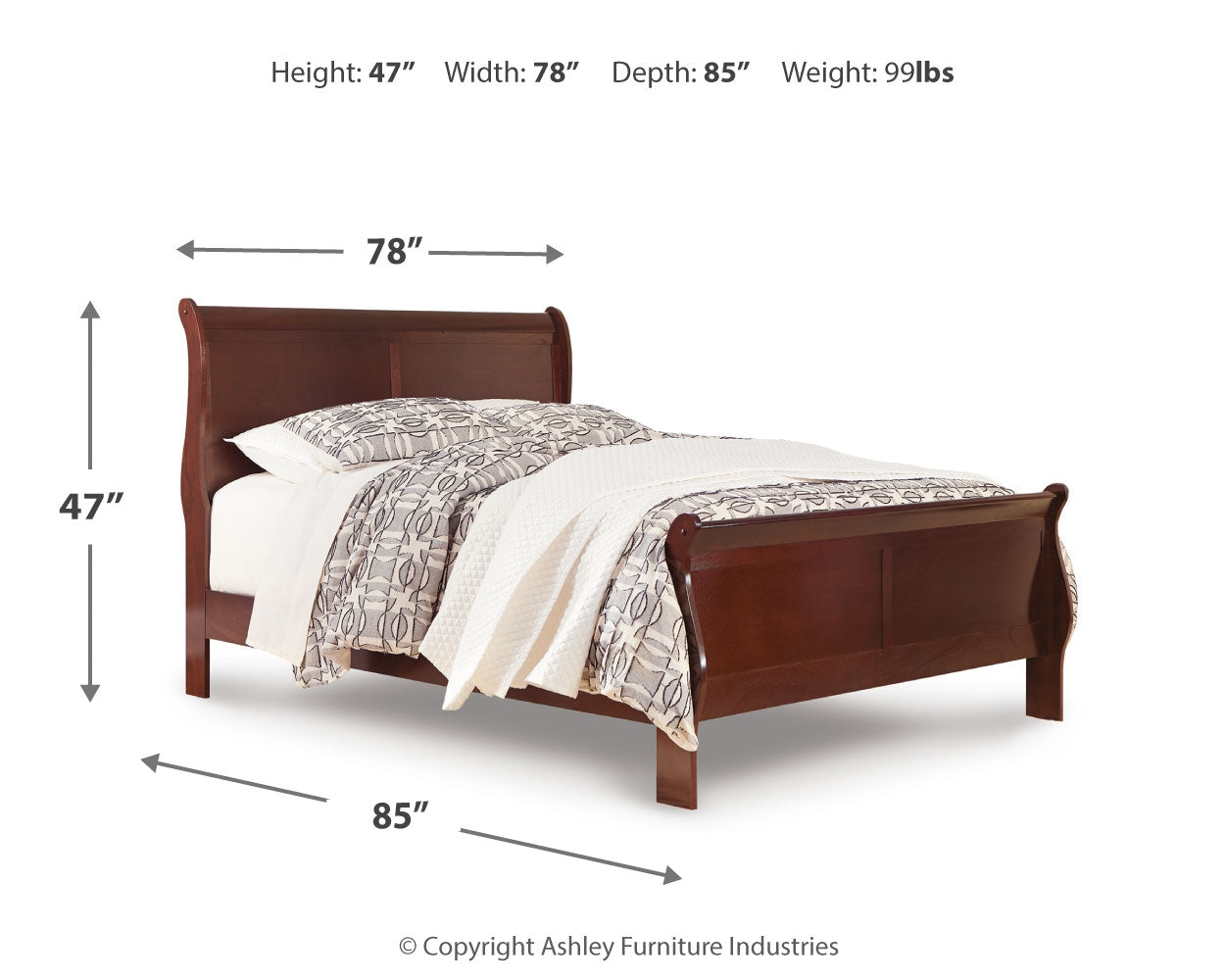 Alisdair Reddish Brown King Sleigh Bedroom Set with Chest
