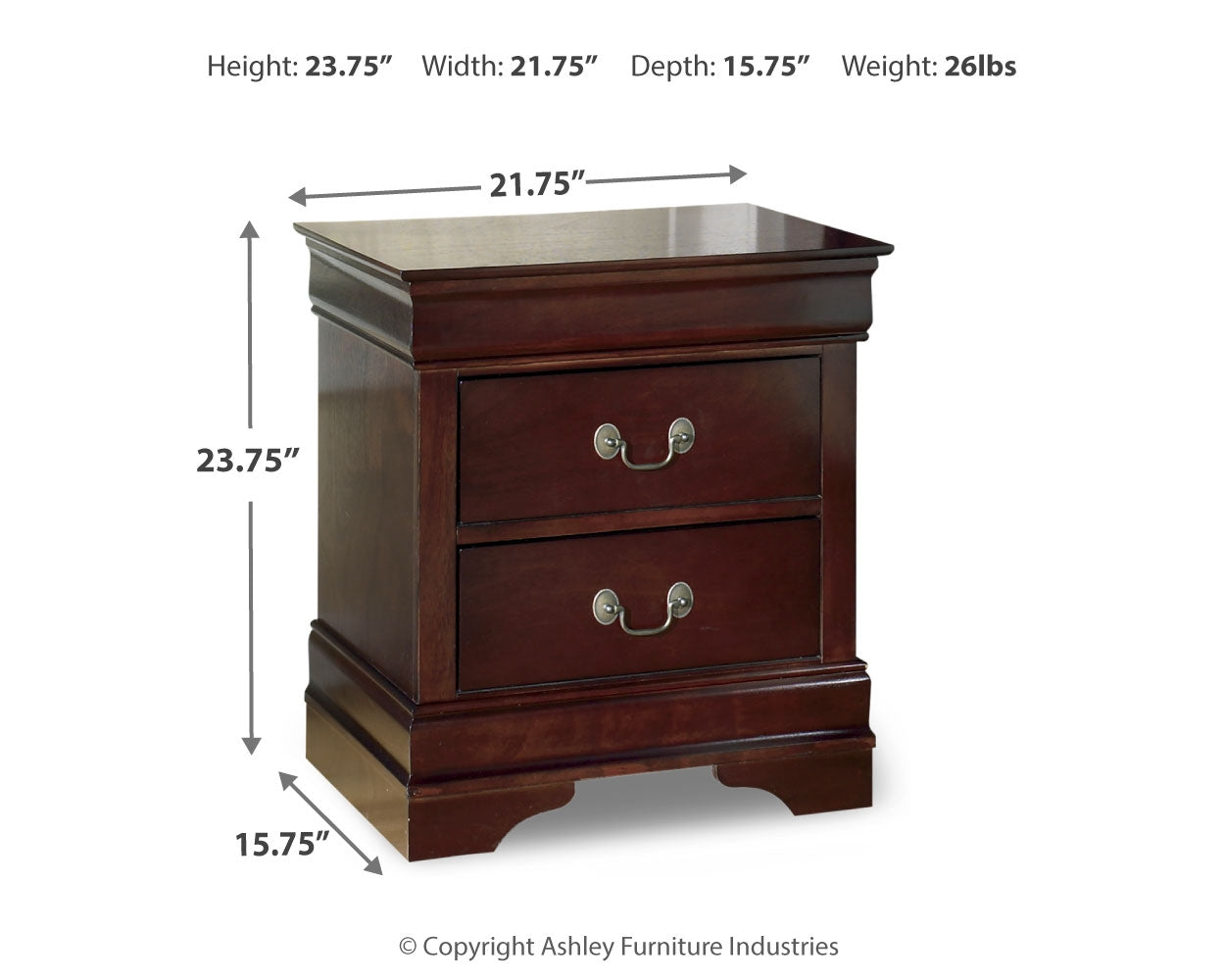 Alisdair Reddish Queen Sleigh Bed, Dresser, Chest and Nightstand, Brown