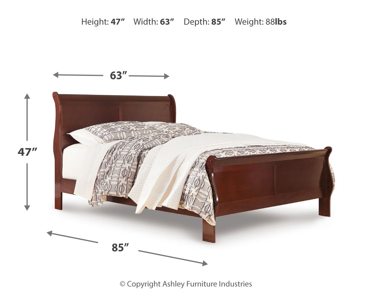 Alisdair Reddish Brown Queen Sleigh Bedroom Set with 2 Nightstands