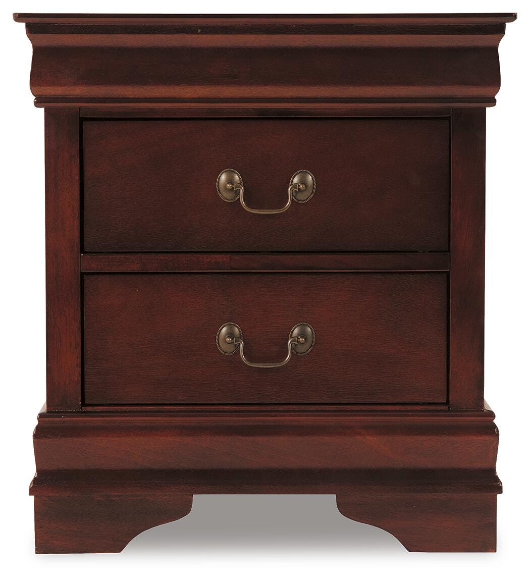 Alisdair Reddish Twin Sleigh Bed, Dresser, Mirror and Nightstand, Brown