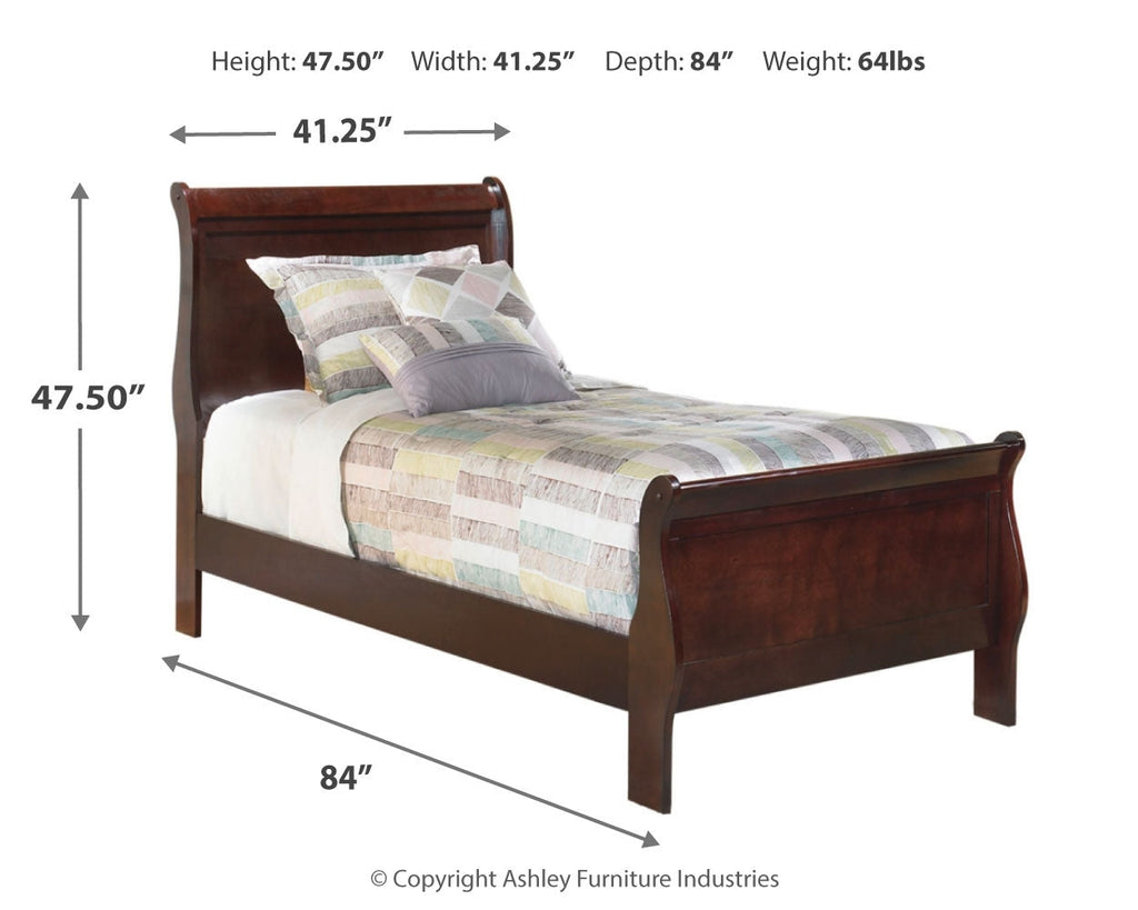 Alisdair Reddish Brown Twin Sleigh Bed