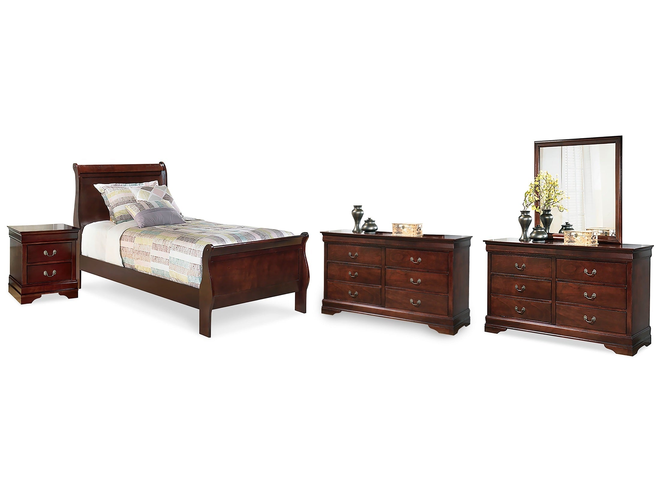 Alisdair Reddish Twin Sleigh Bedroom Set, Brown