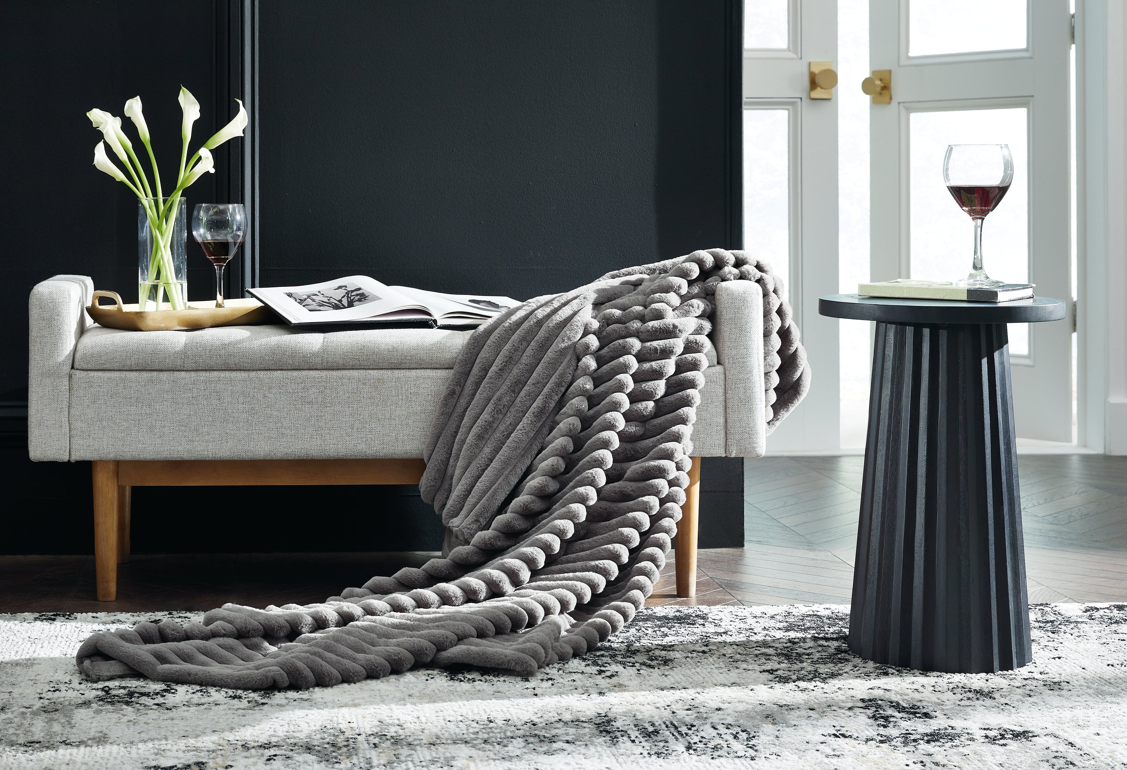 Alsonwell Gray Striped Throw