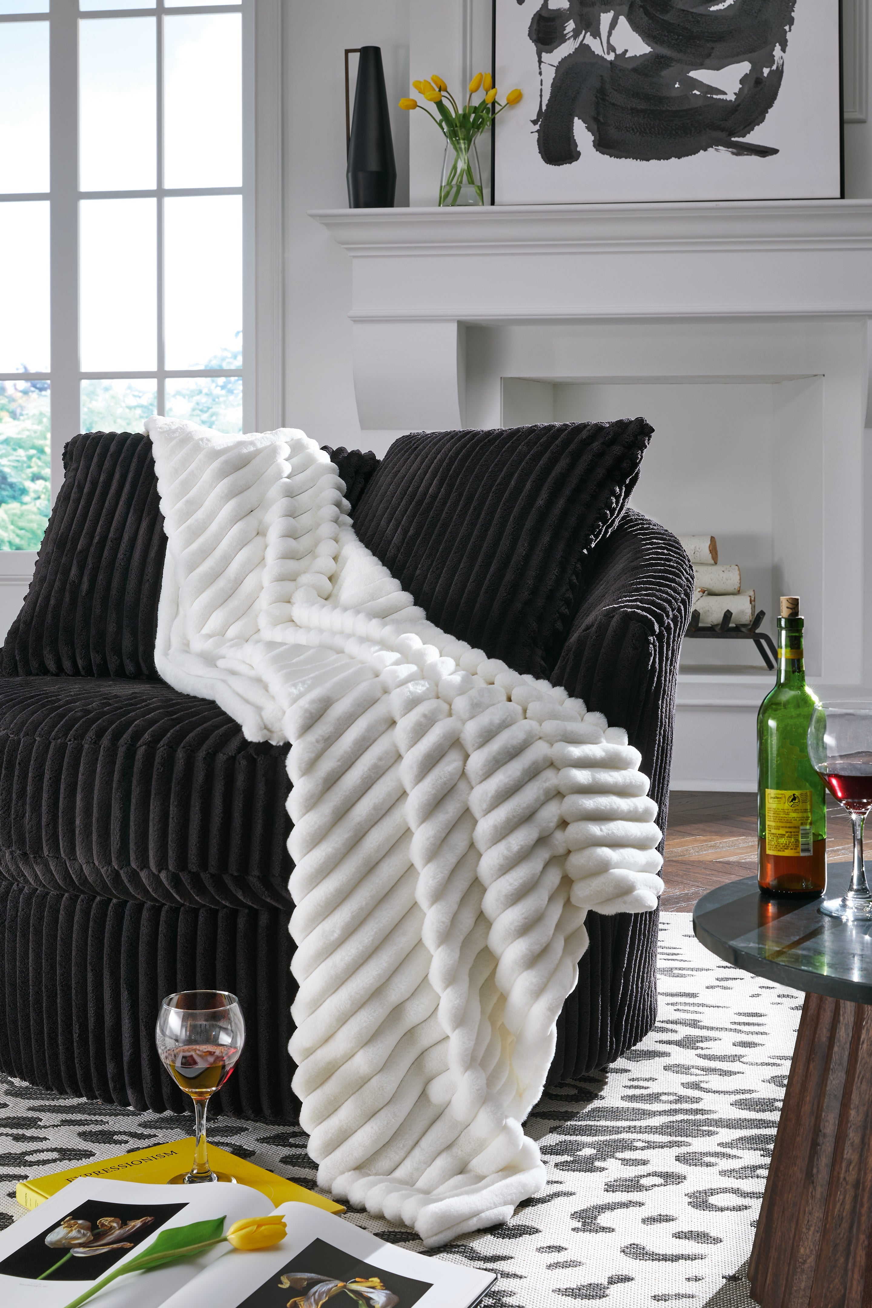 Alsonwell White Striped Throw