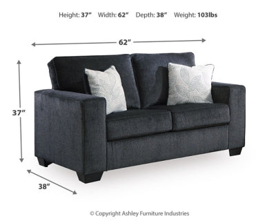 Altari Sofa, Loveseat, Chair and Ottoman, Gray