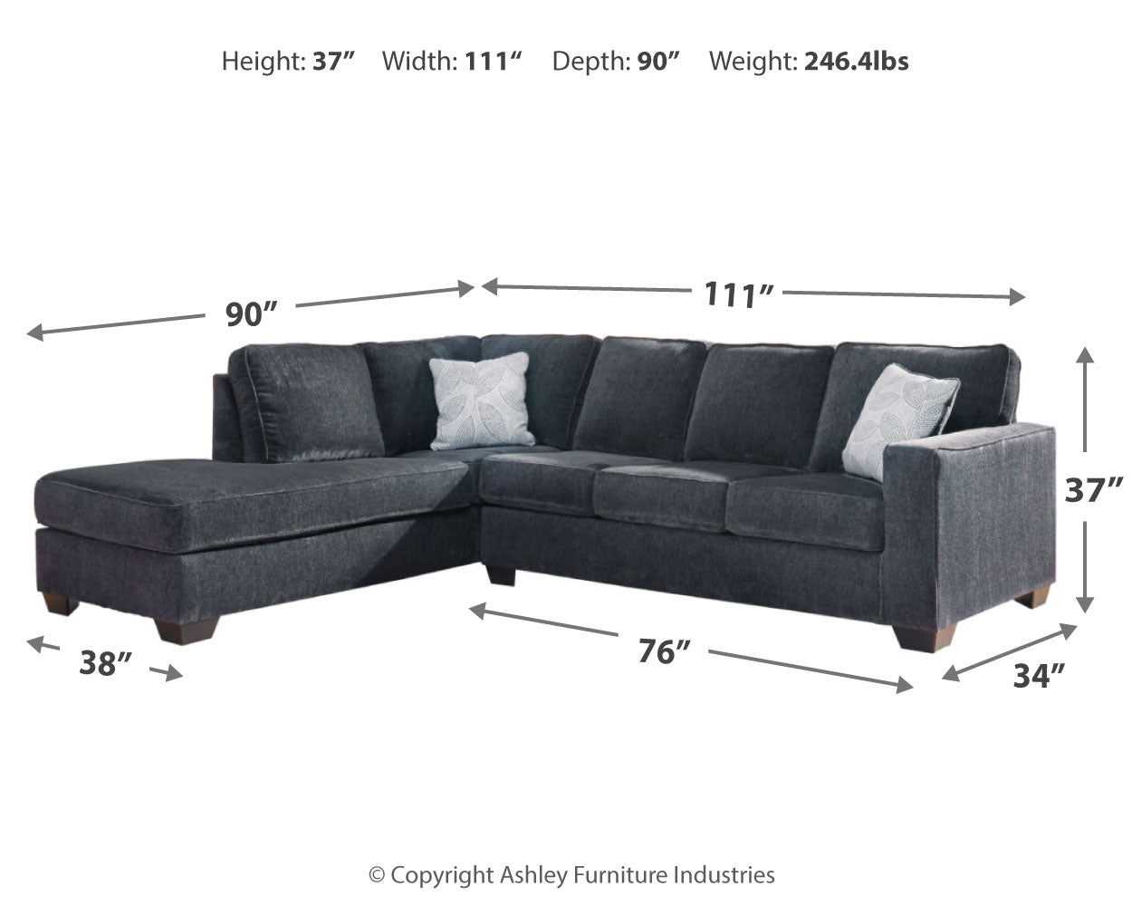 Altari Slate 2-Piece Left Sectional and Ottoman