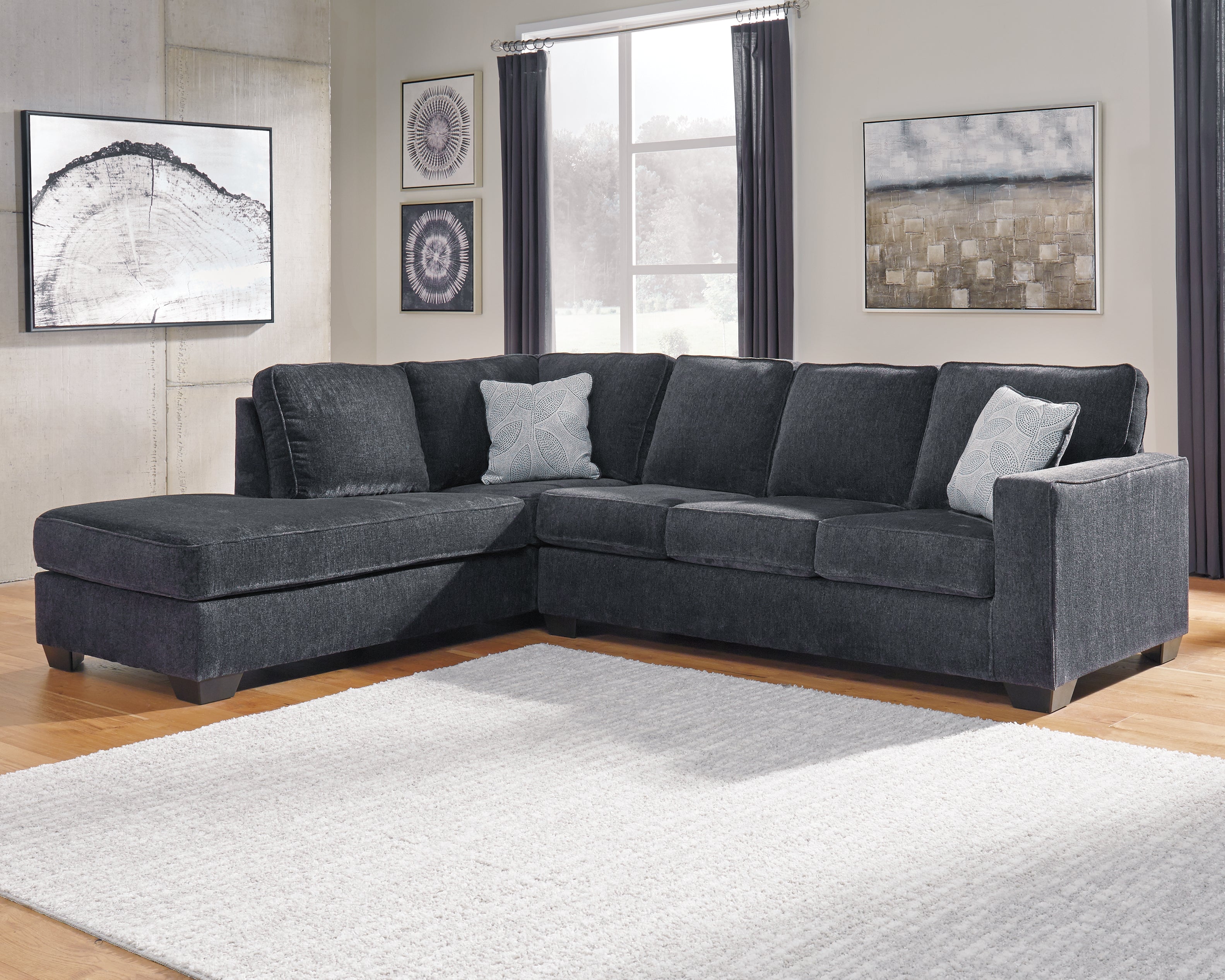 Altari Slate 2-Piece Left Sectional and Ottoman