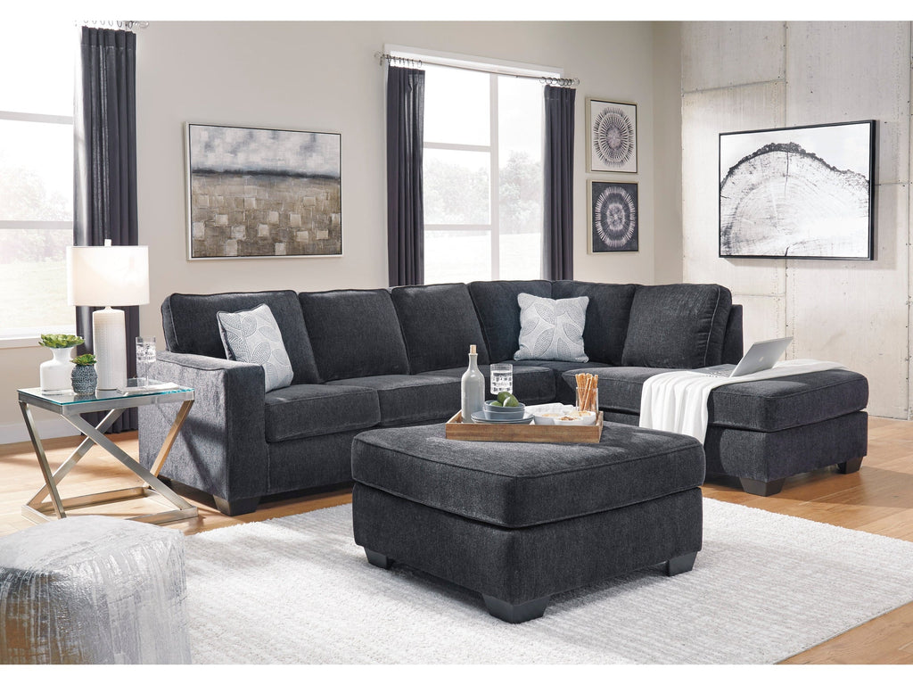 Altari Slate 2-Piece Right Sectional and Ottoman