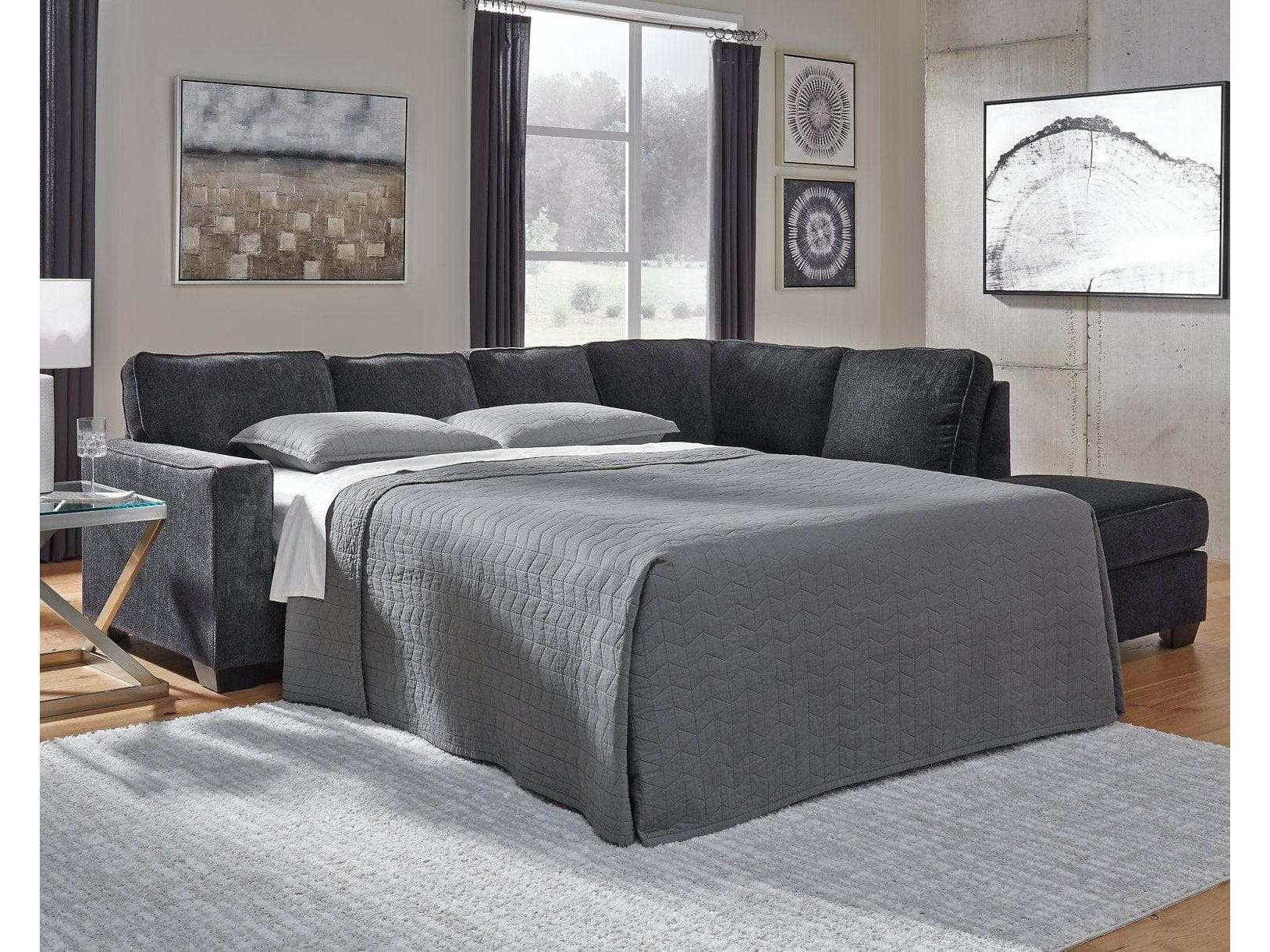 Altari Slate Full Sleeper Sectional Sofa w/ RAF Chaise