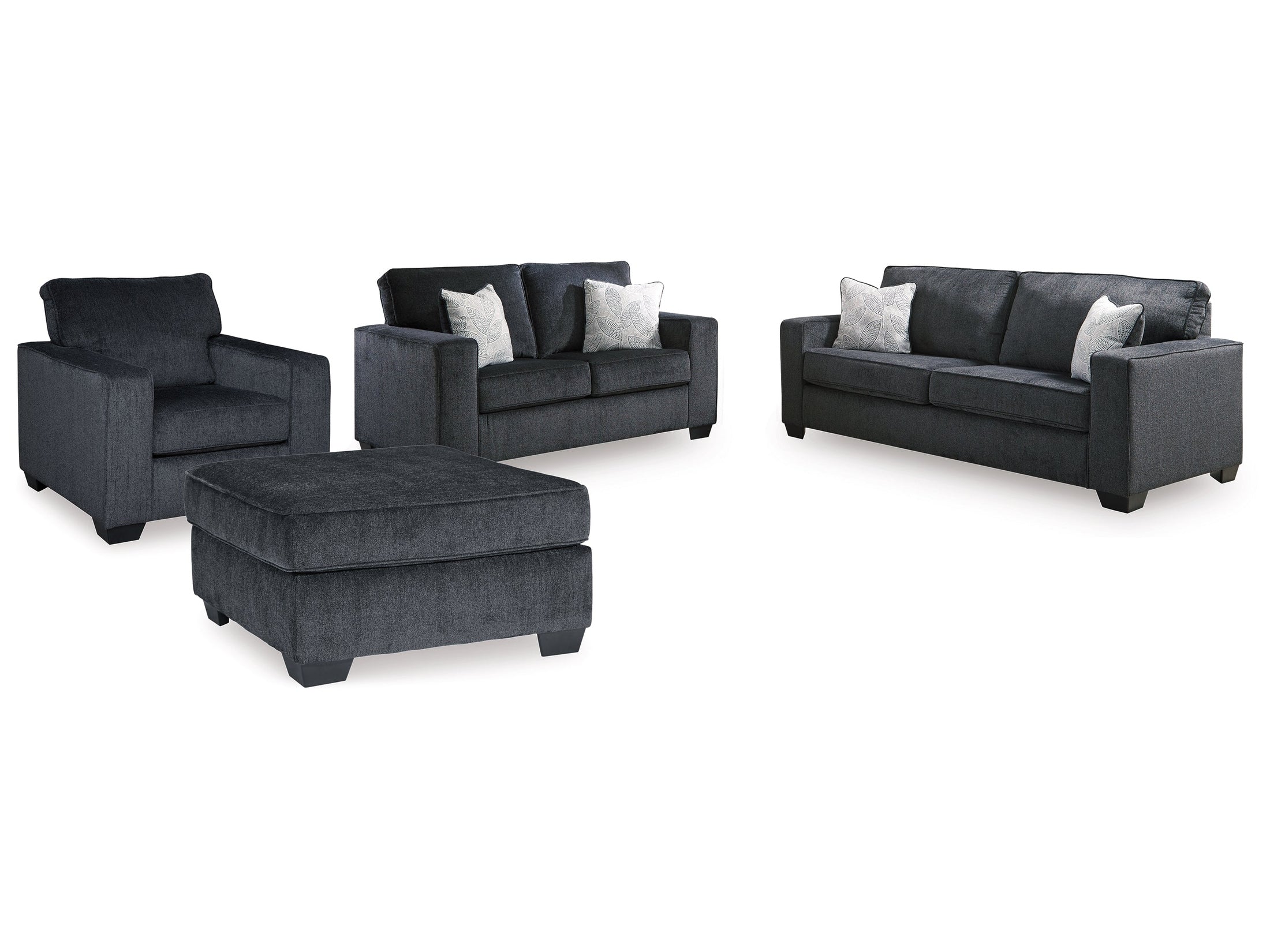 Altari Queen Sofa Sleeper, Loveseat, Chair and Ottoman, Slate