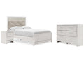 Altyra Full Upholstered Panel Bed, Dresser and Nightstand