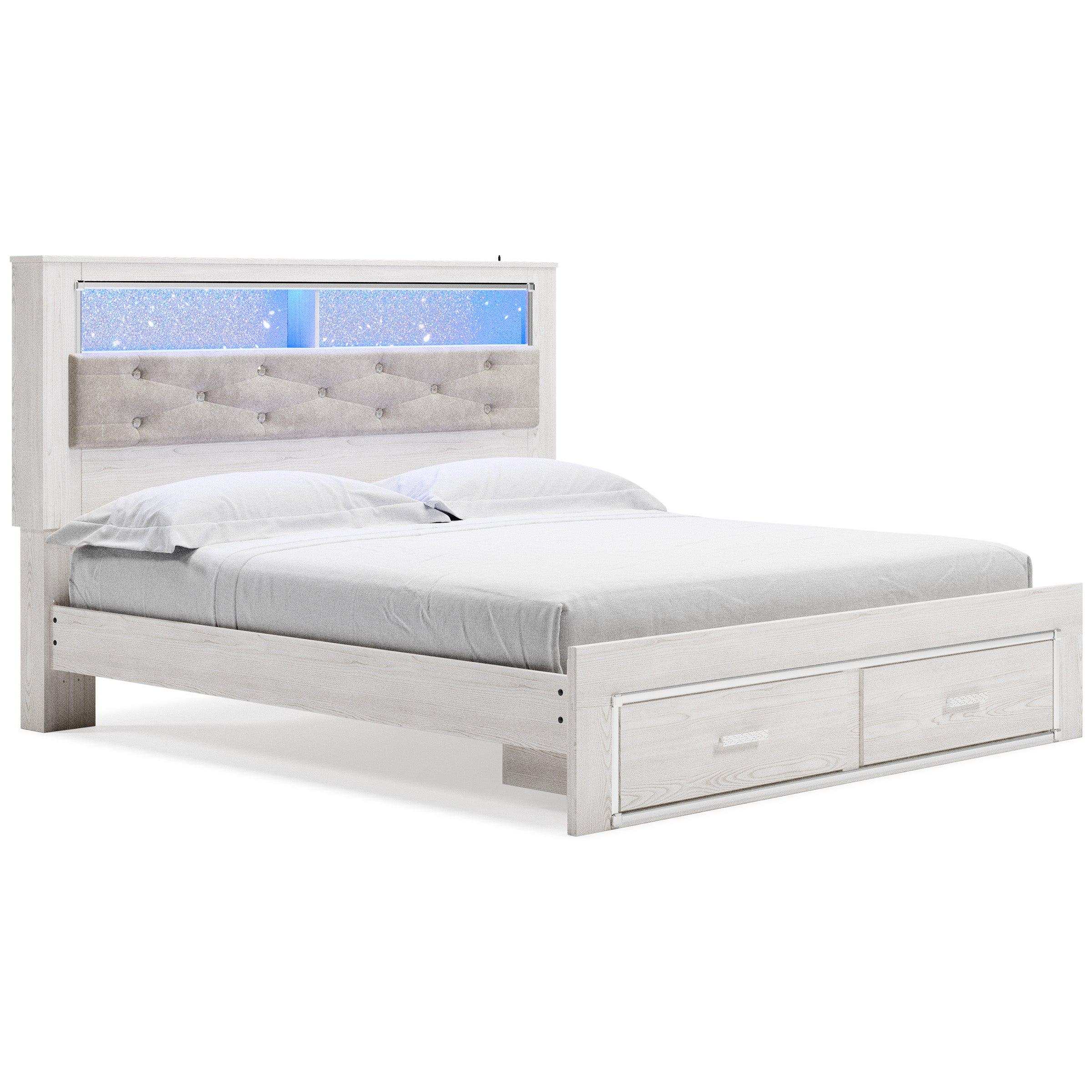 Altyra King Upholstered Bookcase Bed with Storage