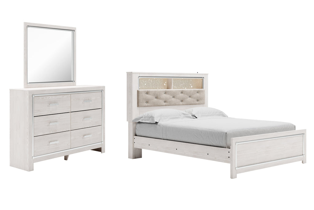 Altyra Queen Panel Bookcase Bedroom Set with Dresser and Mirror