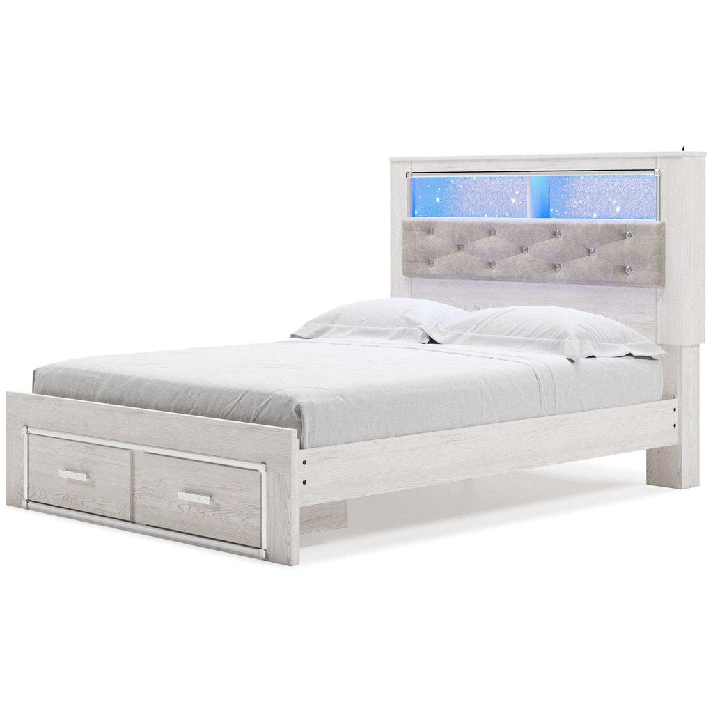 Altyra Queen Upholstered Bookcase Bed w/ Storage