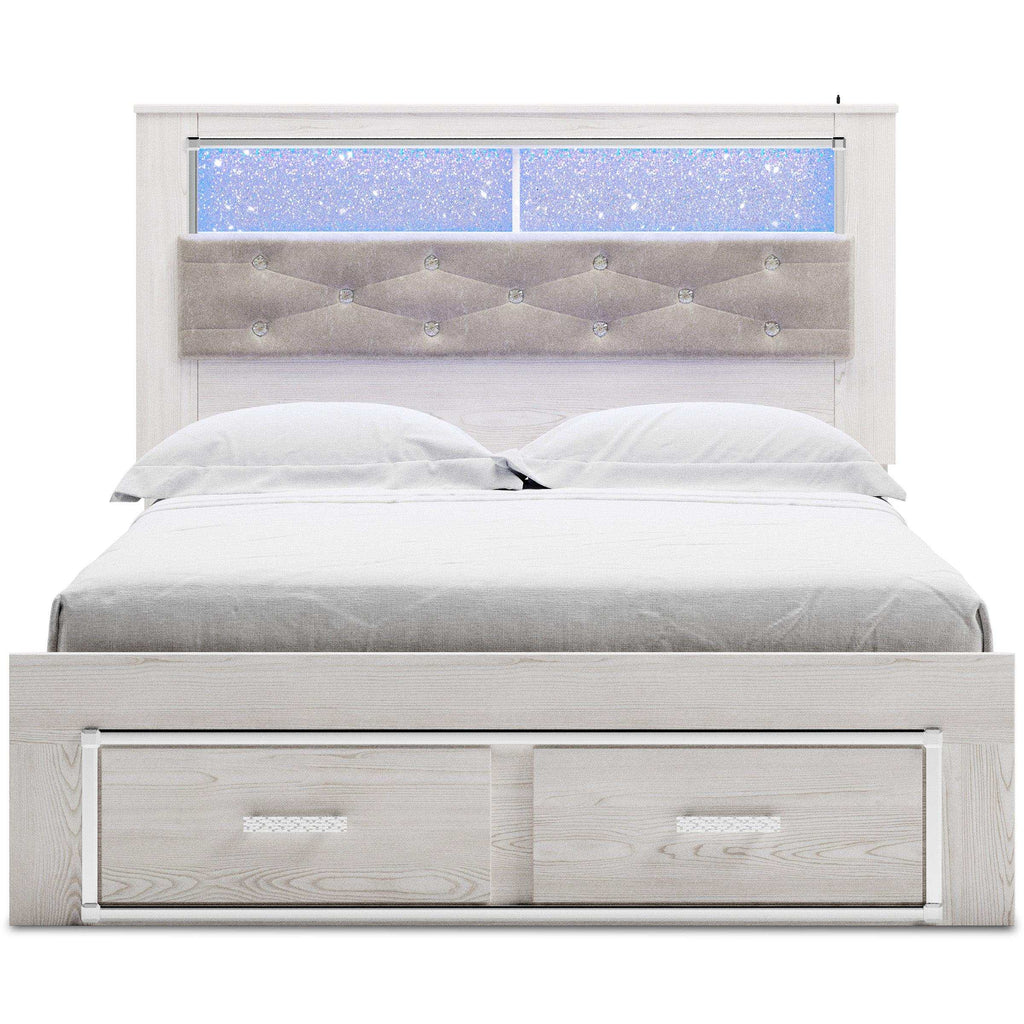 Altyra Queen Upholstered Bookcase Bed w/ Storage