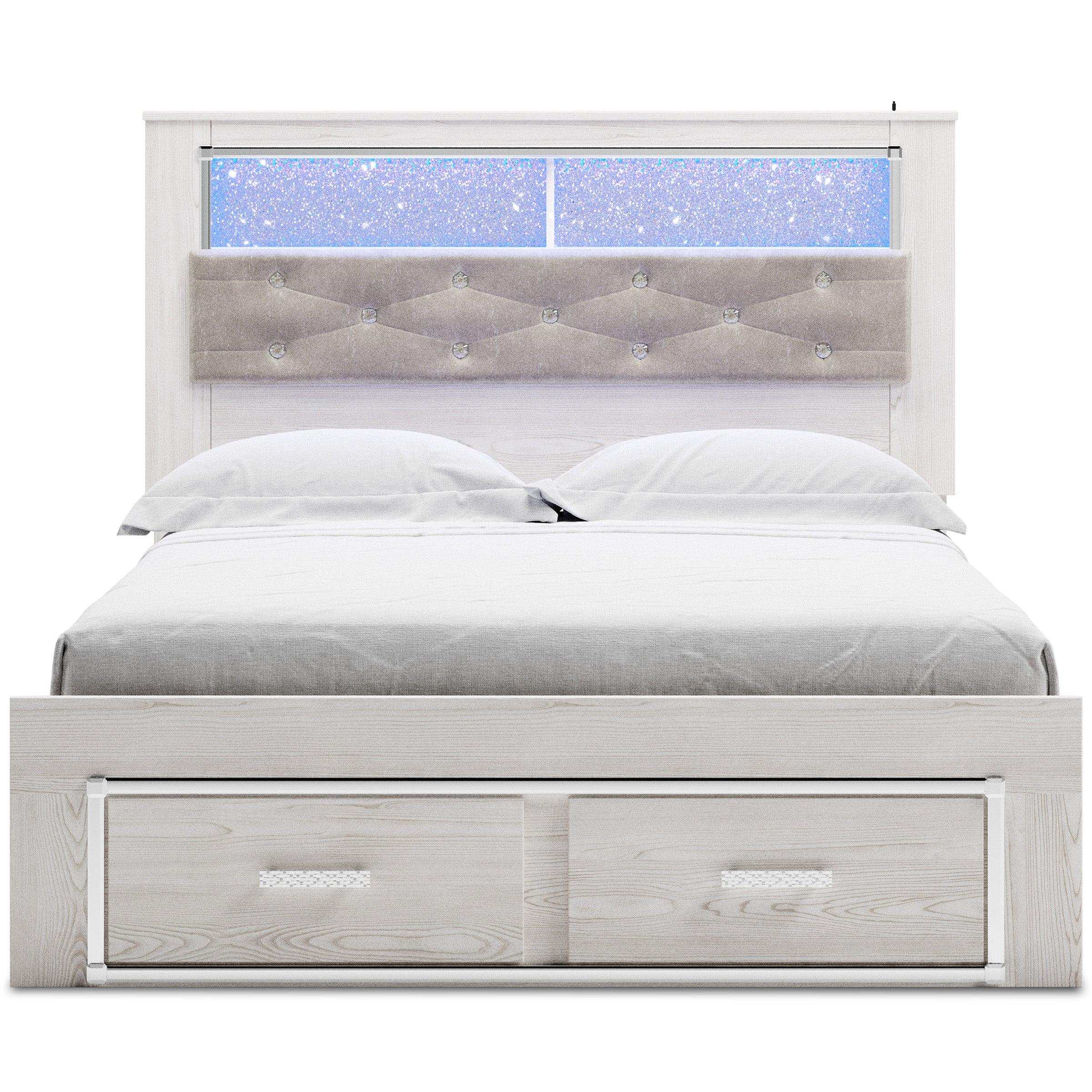 Altyra Queen Upholstered Bookcase Bed w/ Storage