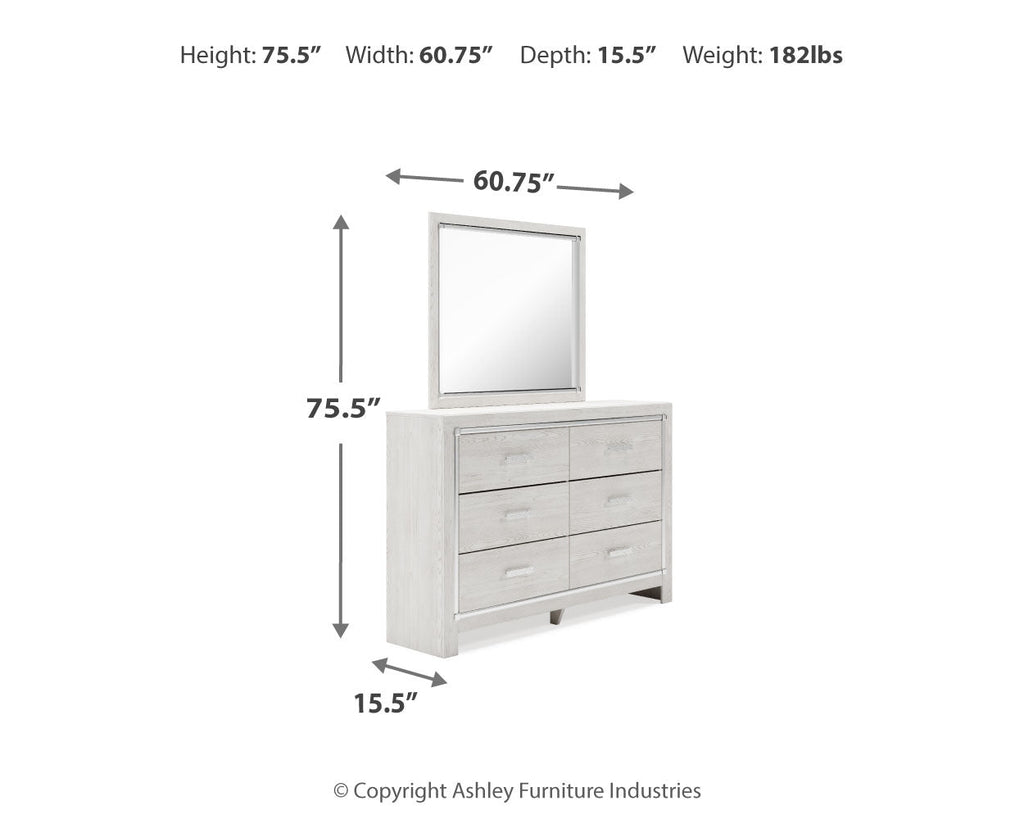 Altyra White Dresser and Mirror