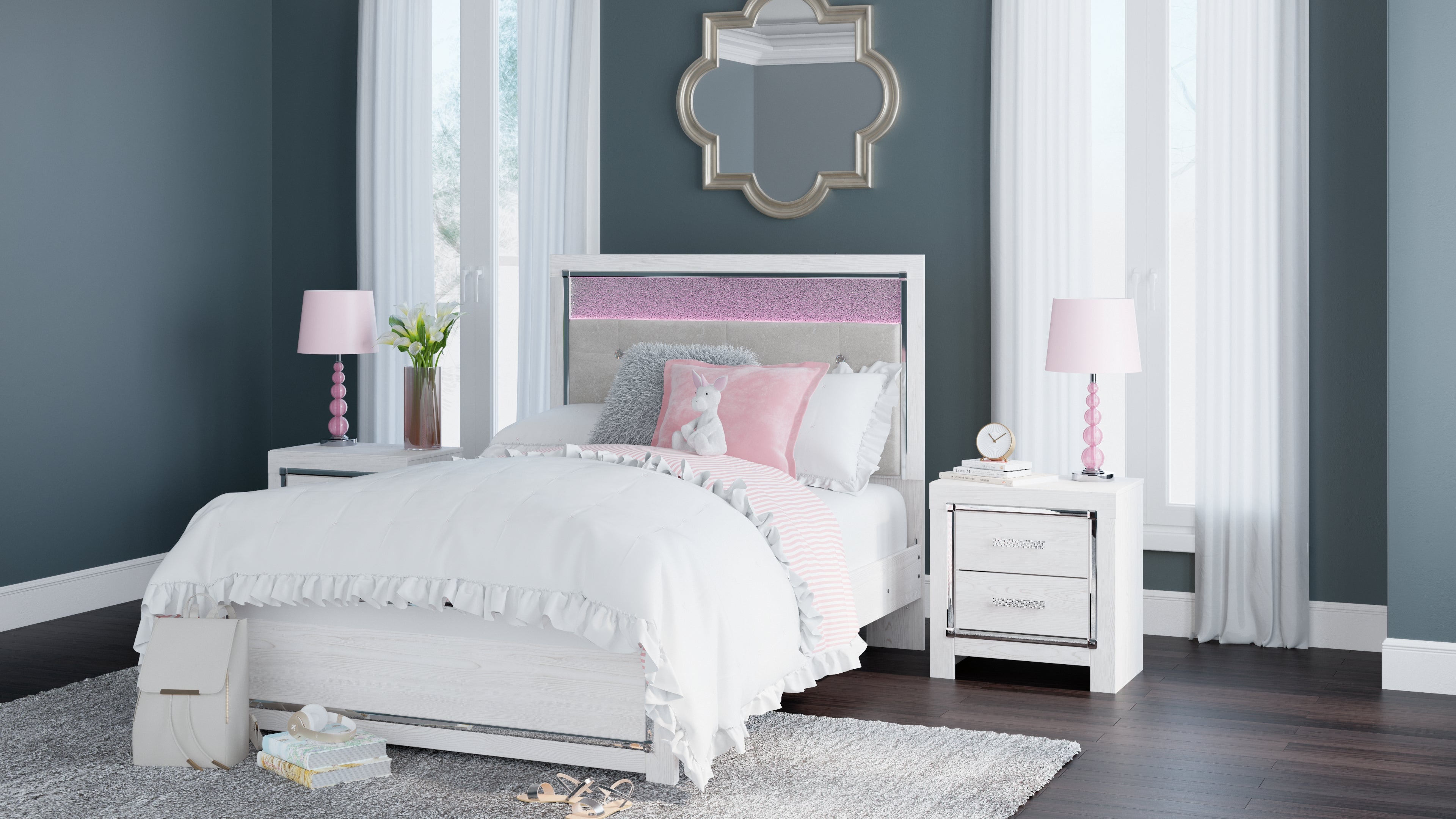 Altyra White Full Panel Bed
