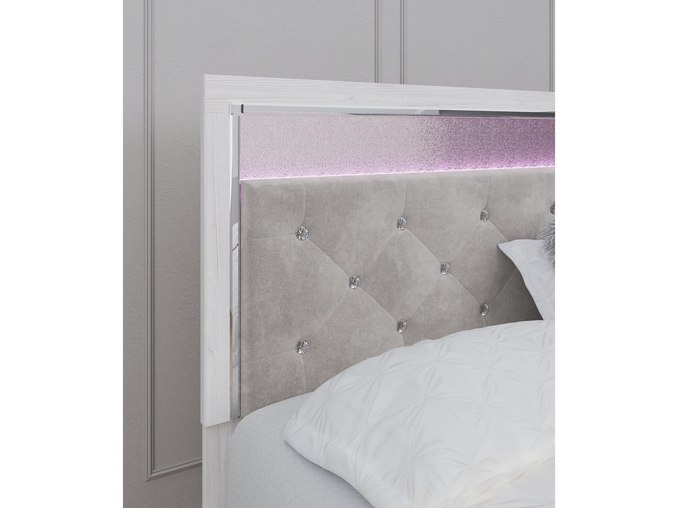 Altyra White King/California King Upholstered Panel Headboard