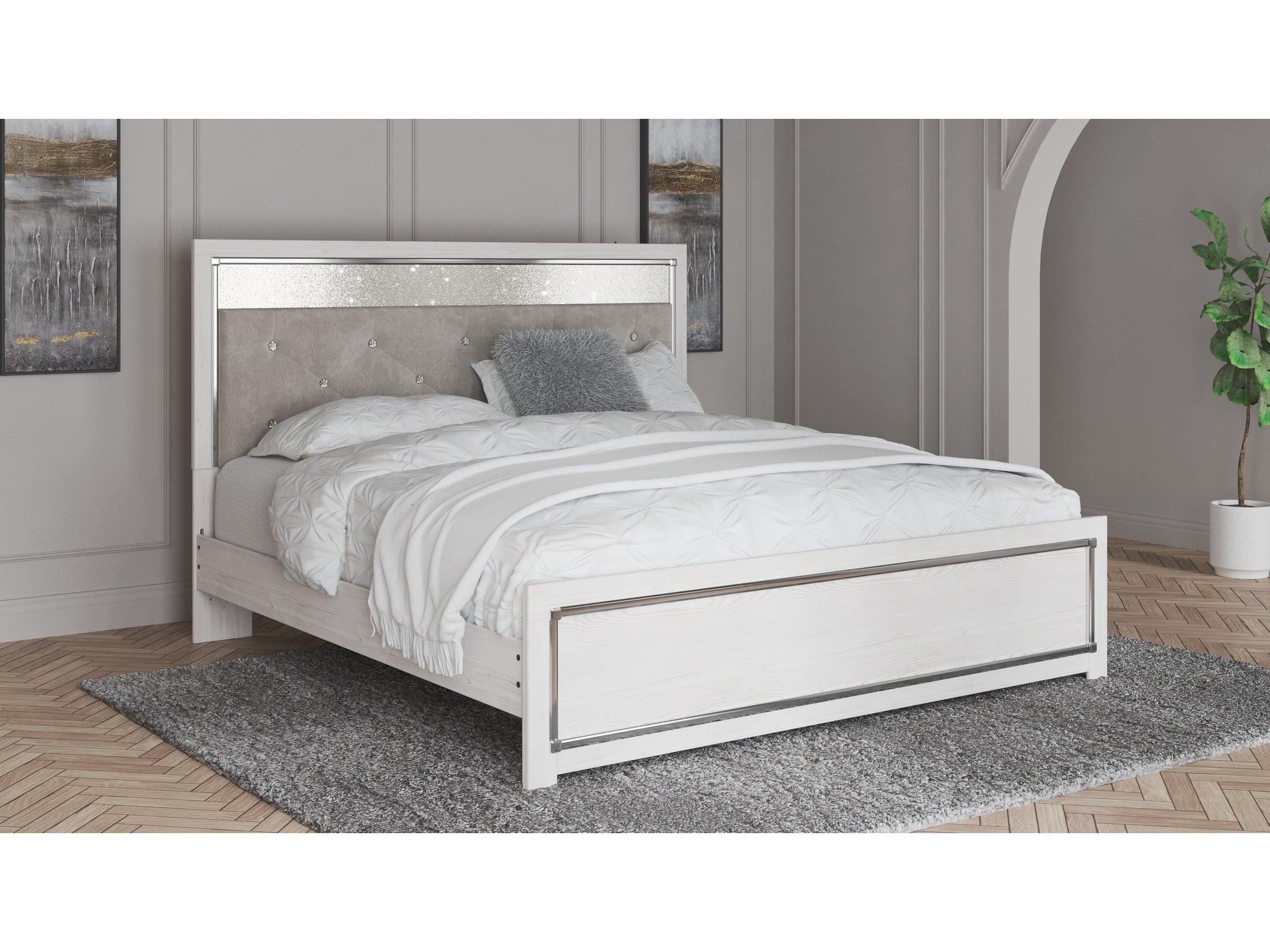 Altyra White King Panel Bed