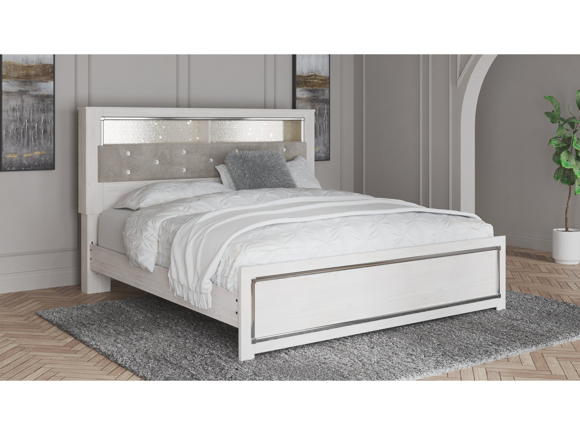Altyra White King Panel Bookcase Bed