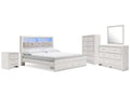 Altyra King Storage Bed, Dresser, Mirror, Chest and Nightstand, White