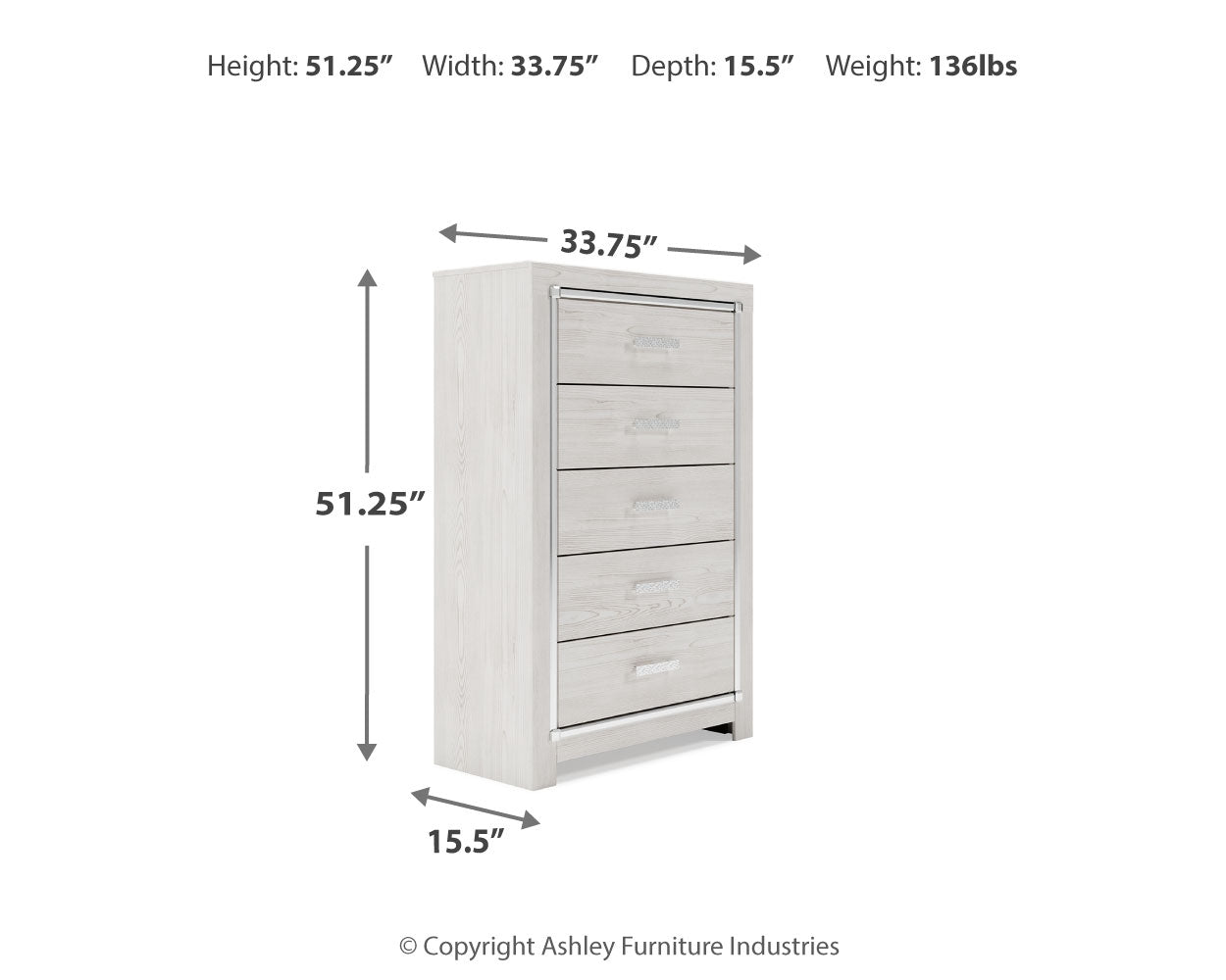 Altyra King Storage Bed, Dresser, Mirror, Chest and Nightstand, White