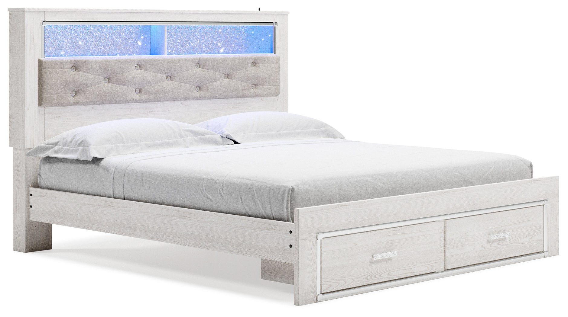 Altyra King Storage Bed, Dresser, Mirror, Chest and Nightstand, White