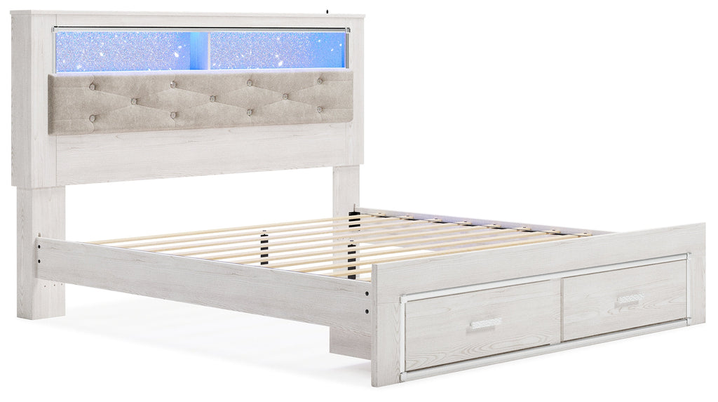 Altyra King Storage Bed, Dresser, Mirror, Chest and Nightstand, White