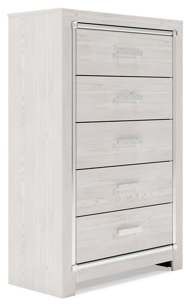 Altyra White King Storage Bedroom Set with Chest and 2 Nightstands